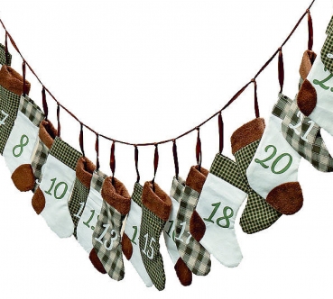 Adventskalender Stiefelchen grün weiss - Girlande zum Befüllen - BW