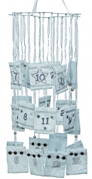 Megashop 2000 - Adventskalender Mobile Stern weiss silber mit Glöckchen zum Befüllen