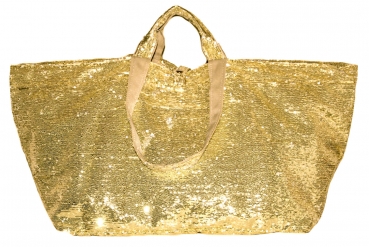 brasi&brasi Shopper Tasche gold mit Pailetten Strandtasche - Gr. 2 brasi