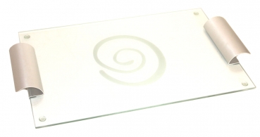 Kesper Serviertablett aus Glas 51 x 30 x 4 cm mit Aluminiumgriff