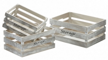 3er Set Deko Holzkiste - Obstkiste Apfelkiste Stiege Shabby Vintage