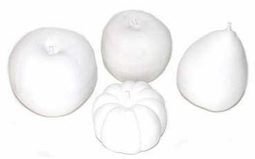 4er Set Deko Früchte aus Ton zum Bemalen und Dekorieren Apfel Birne Kürbis