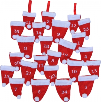 Megashop 2000 - Adventskalender Weihnachtsmützen aus Filz zum Befüllen ca. 75 x 75 cm