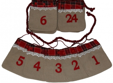 Megashop 2000 - Adventskalender Jutesäckchen XXL - Girlande zum Befüllen