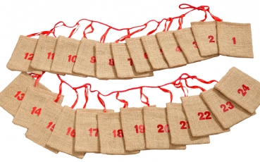 Megashop 2000 - Adventskalender Jutesäckchen - Girlande zum Befüllen