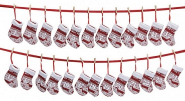 Megashop 2000 - Adventskalender Söckchen mit Rentiermuster - Girlande zum Befüllen