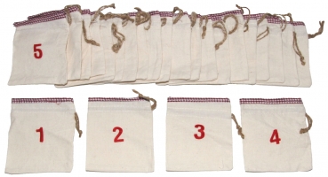 Megashop 2000 - Adventskalender Stoffsäckchen weiss zum Befüllen