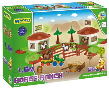 Wader Kid Cars 3D Pferderanch Pferde Spielset mit Pferdeboxen und Traktor