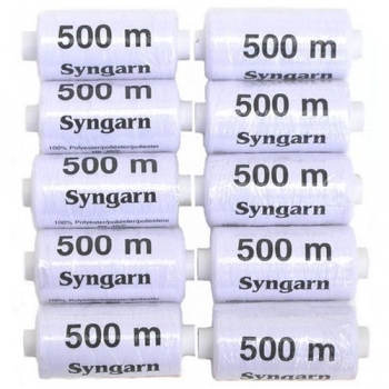 10 Spulen a. 500m Nähgarn - Syngarn weiss für Nähmaschinen