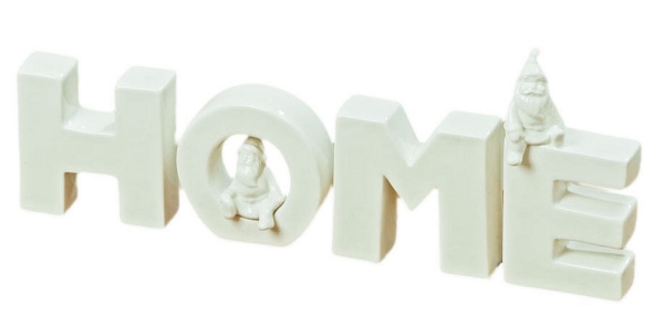 Aufsteller Home Weihnachtsmann aus Porzellan in weiss - Deko Buchstaben