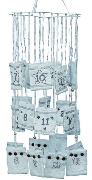 Megashop 2000 - Adventskalender Mobile Stern weiss silber mit Glöckchen zum Befüllen