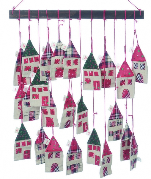 Megashop 2000 - Adventskalender 24 Häuschen zum Aufhängen und Befüllen