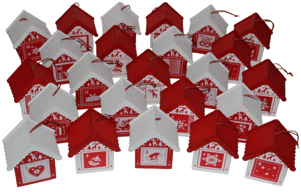 Megashop 2000 - Adventskalender Weihnachtsdorf aus Holz mit 24 Häuschen zum Befüllen