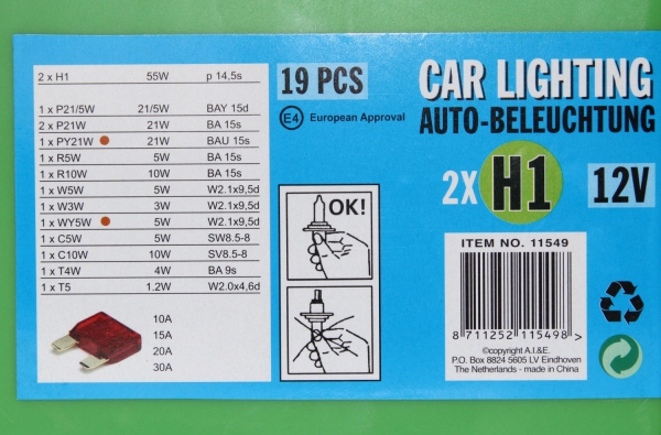 19 tlg. Lampenset H1 55 Watt 12V E4 Auto Glühbirnen Glühlampen