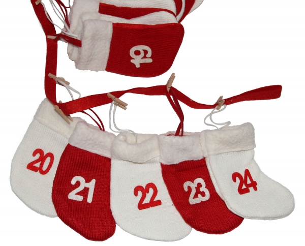 Megashop 2000 - Adventskalender Stiefelchen rot weiss - Girlande zum Befüllen