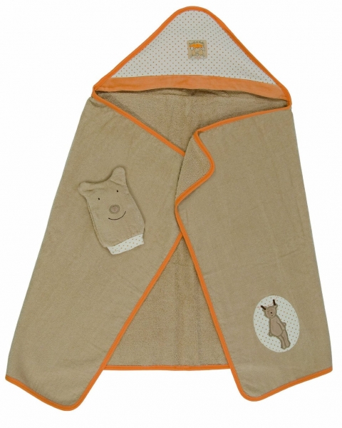 Basil & Lola Badetuch mit Kapuze & Waschhandschuh von Moulin Roty