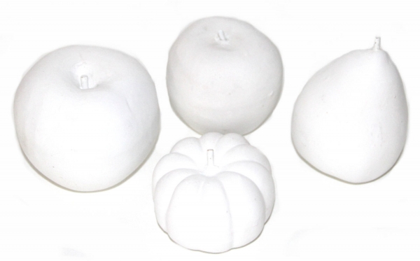 4er Set Deko Früchte aus Ton zum Bemalen und Dekorieren Apfel Birne Kürbis
