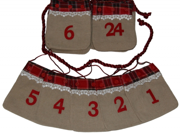 Megashop 2000 - Adventskalender Jutesäckchen XXL - Girlande zum Befüllen