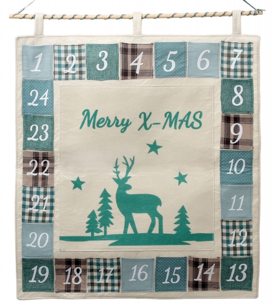 Megashop 2000 - Adventskalender grün beige zum Aufhängen und Befüllen