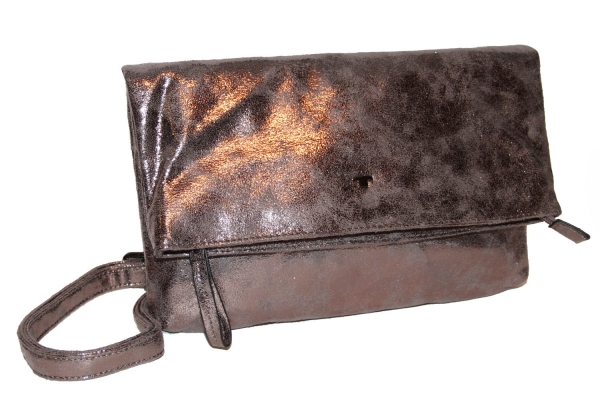 Tom Tailor Clutch Überschlagtasche altsilber glänzend - Handtasche Umhängetasche