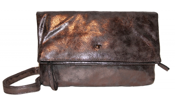 Tom Tailor Clutch Überschlagtasche altsilber glänzend - Handtasche Umhängetasche
