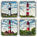 4 Bierdeckel Flensburger Pilsener Leuchtturm Serie
